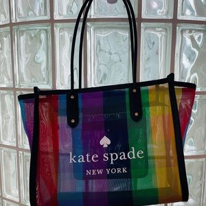 Kate Spade “Ella” extra large rainbow tote bag